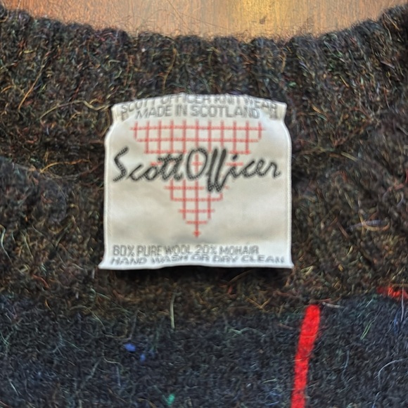 Scott Officer VTG Men’s Wool Blend Pullover Sweater Grid Pattern Sweater - Picture 3 of 8